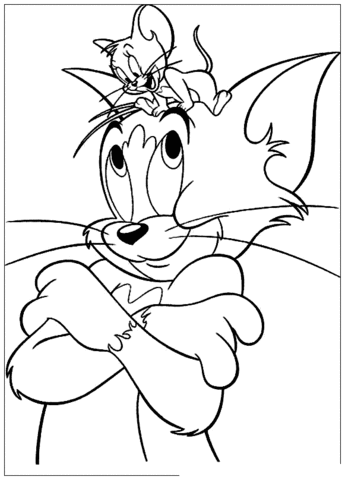 Jerry Is On The Head Of Tom Coloring Page